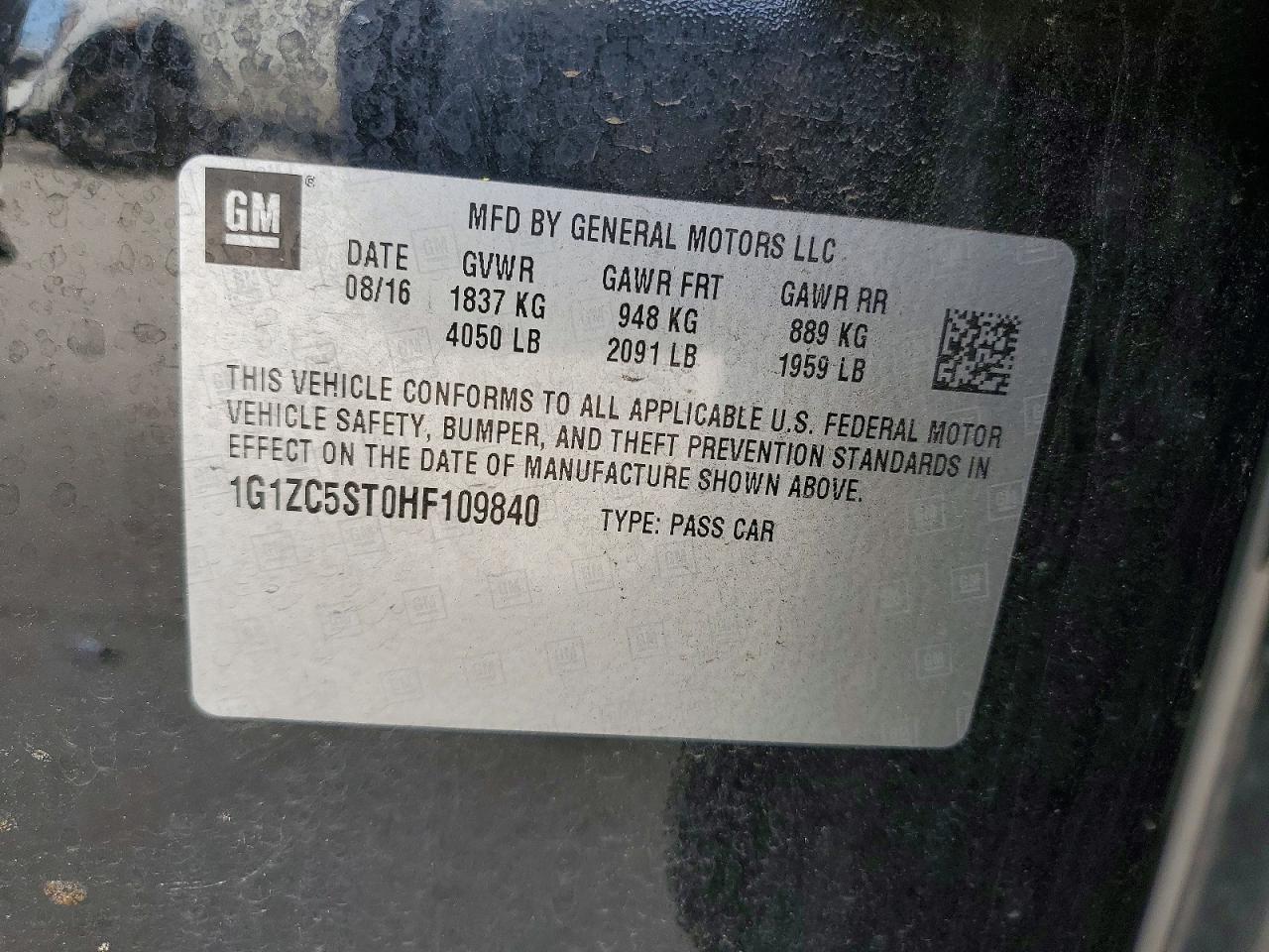 2017 CHEVROLET MALIBU LS photo 12