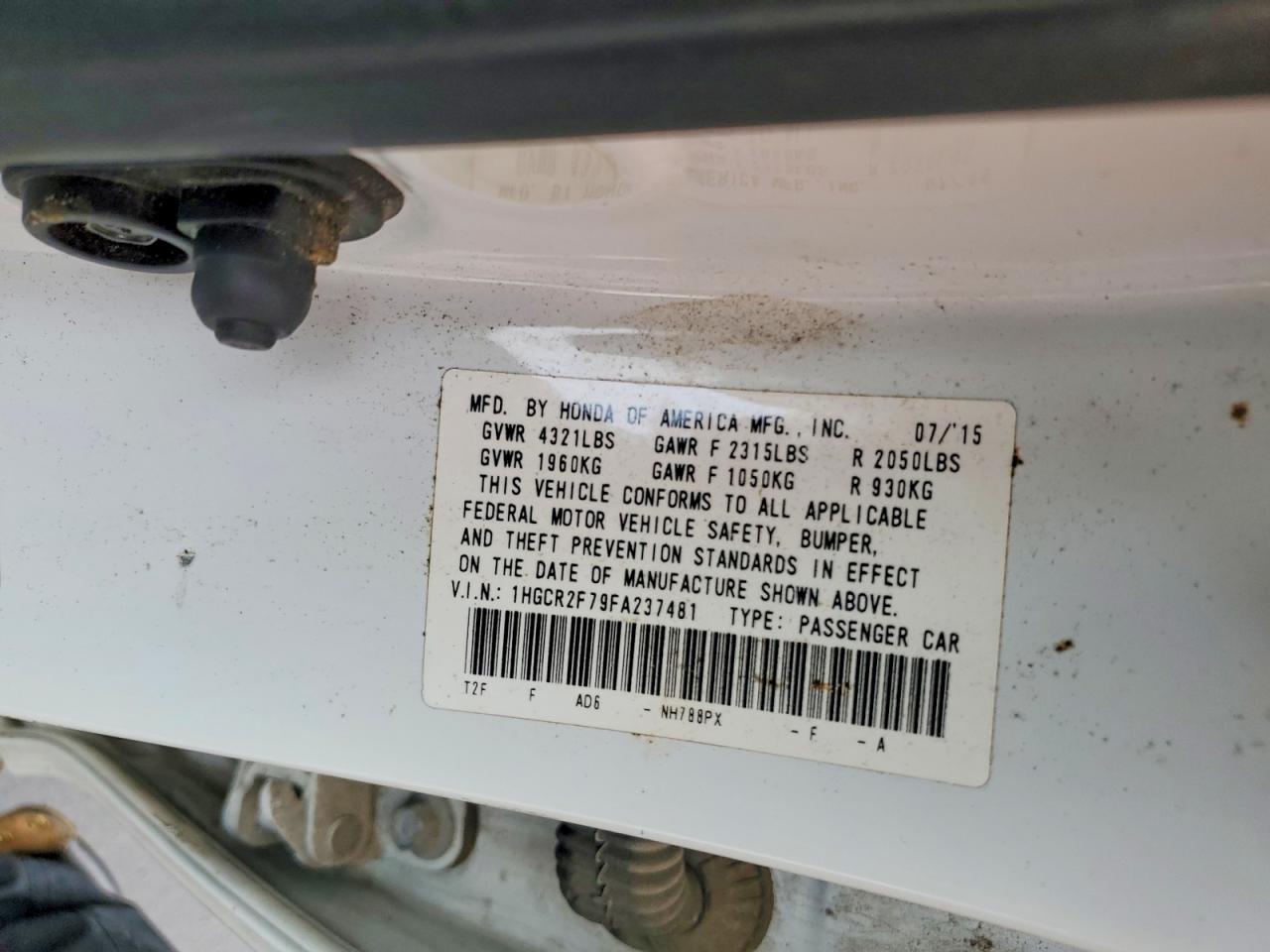 2015 HONDA ACCORD EX photo 23