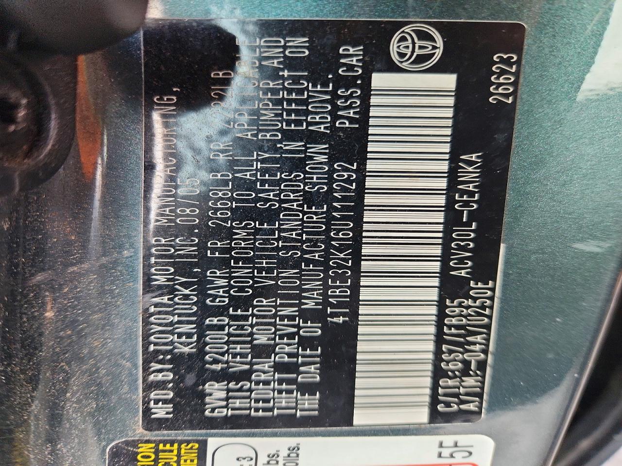 2006 TOYOTA CAMRY LE photo 23