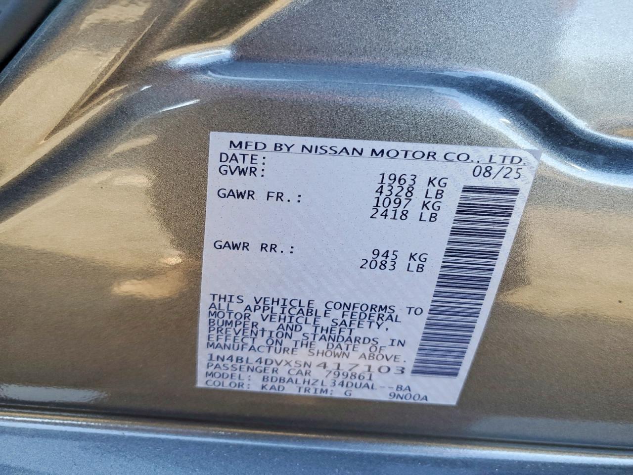 2025 NISSAN ALTIMA SV photo 23