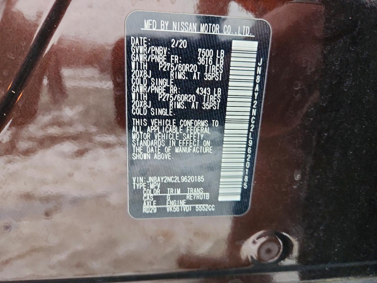 2020 NISSAN ARMADA SV photo 25