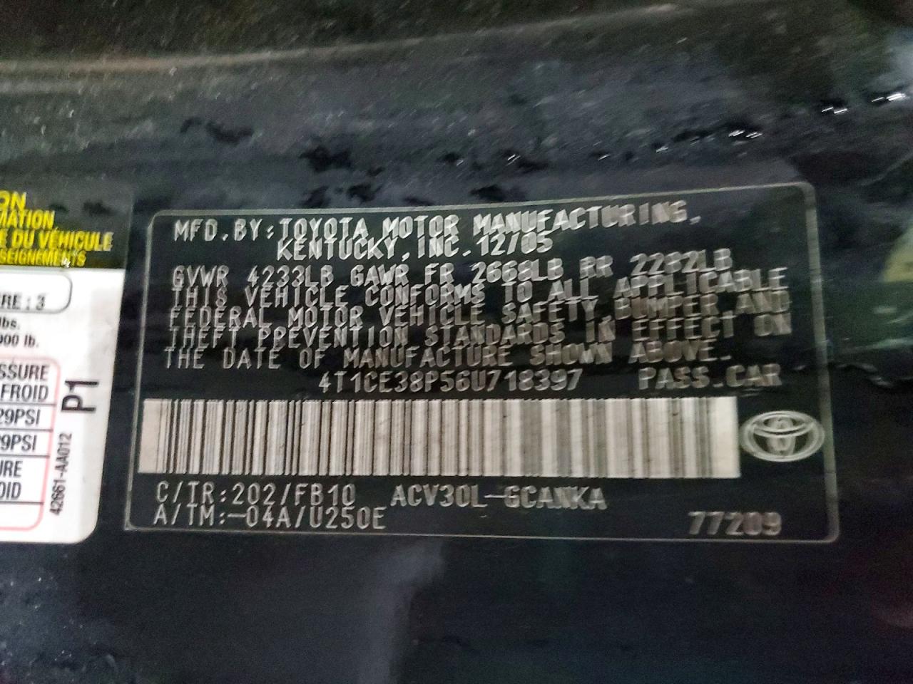 2006 TOYOTA CAMRY SOLARA SE photo 12