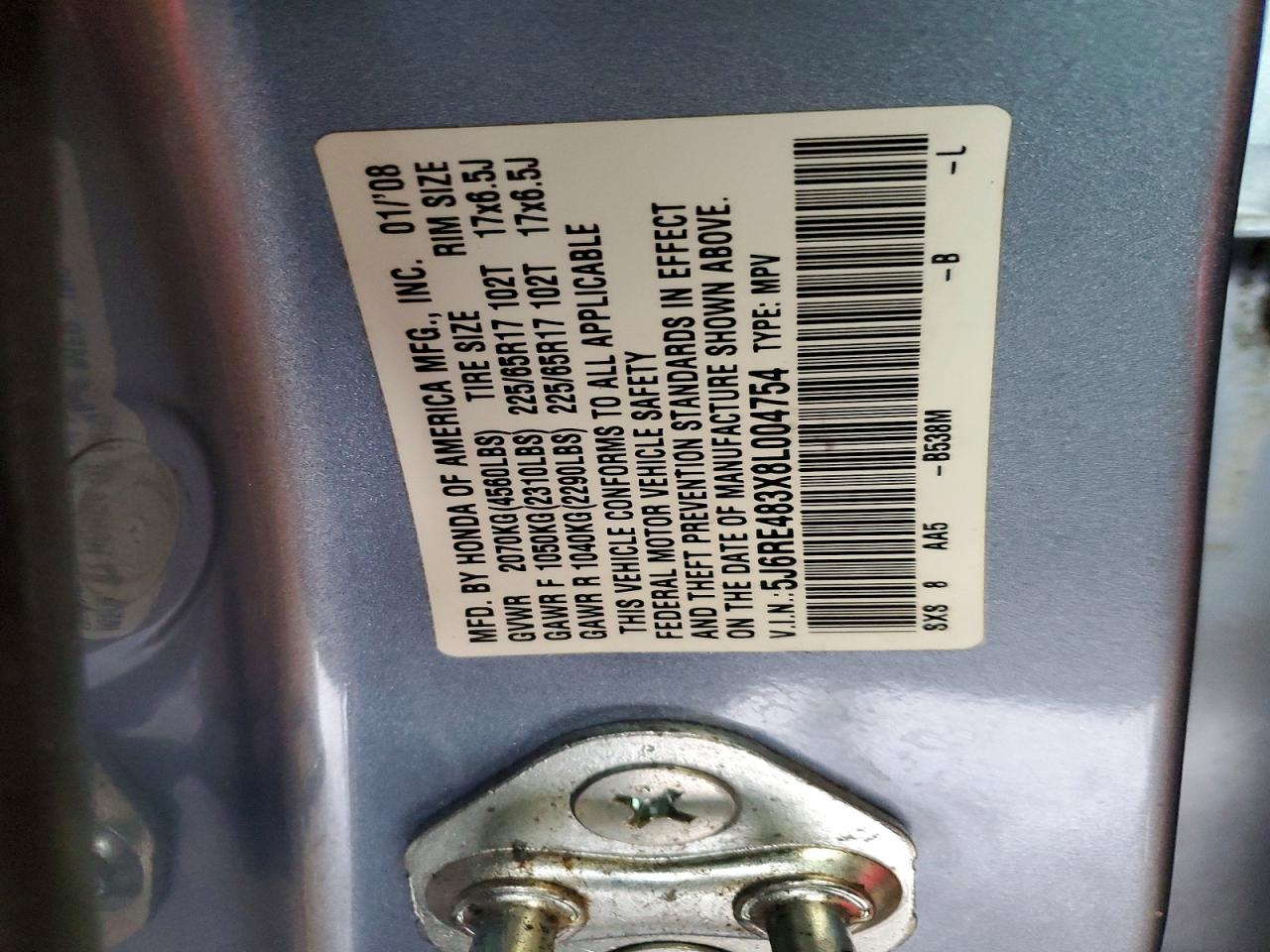 2008 HONDA CR-V LX photo 13
