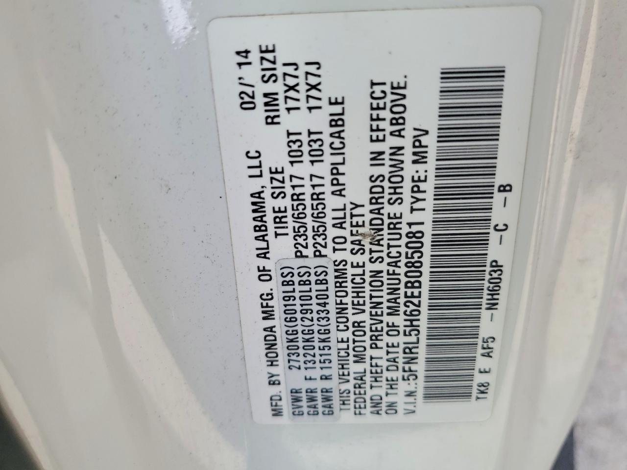 2014 HONDA ODYSSEY EXL photo 14
