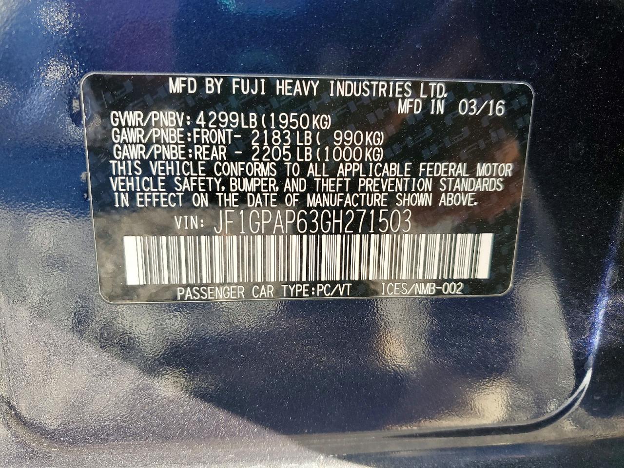 2016 SUBARU IMPREZA SPORT PREMIUM photo 27