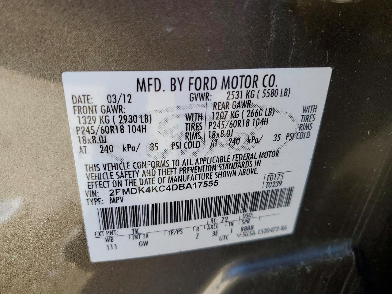 2013 FORD EDGE LIMITED photo 25