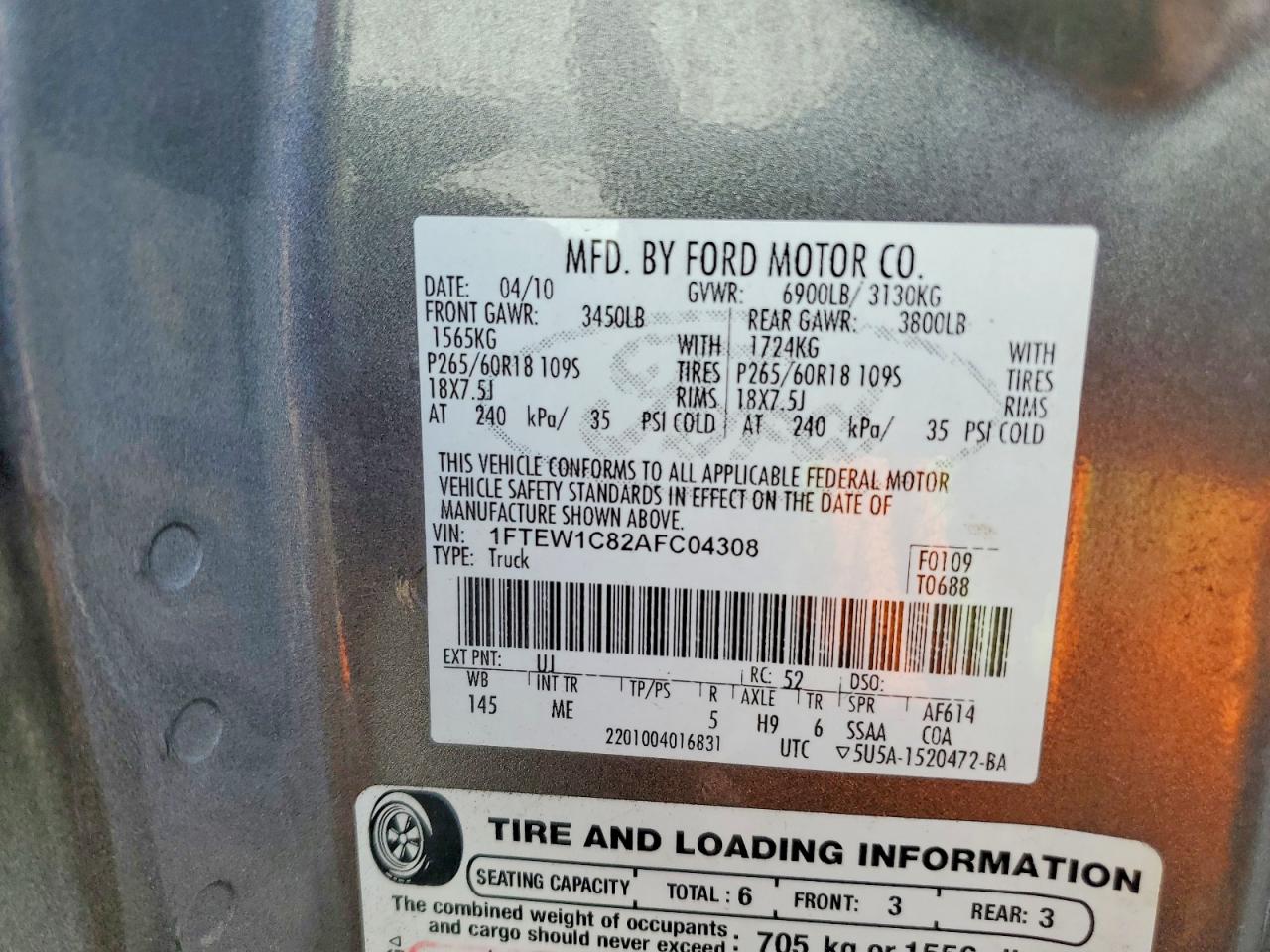 2010 FORD F150 SUPERCREW photo 12