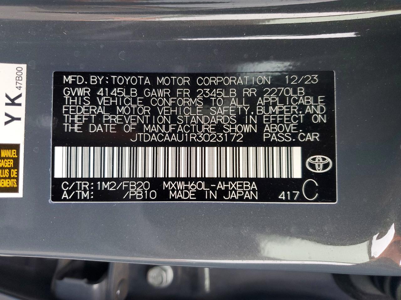 2024 TOYOTA PRIUS LE photo 12