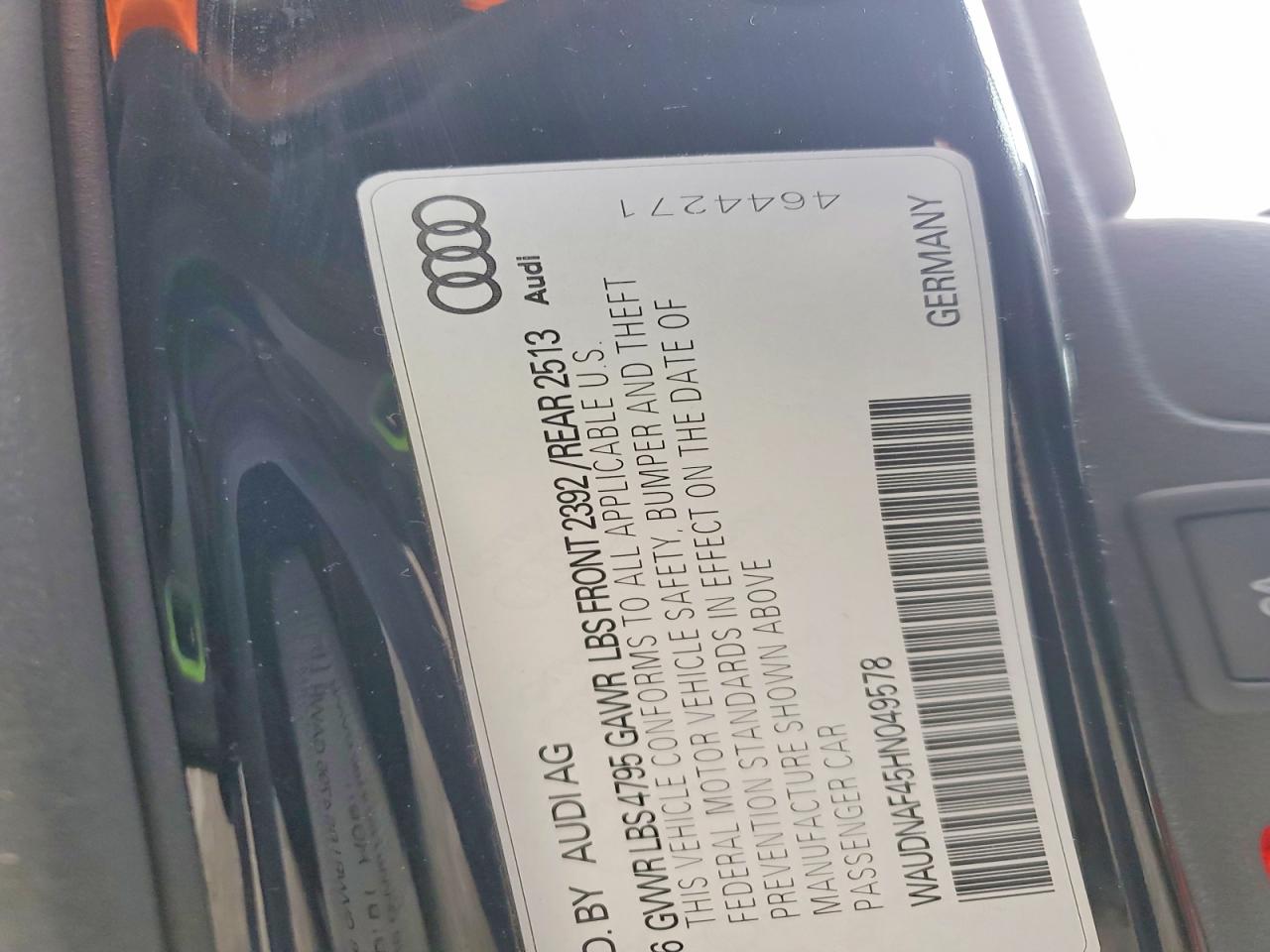 2017 AUDI A4 PREMIUM photo 12