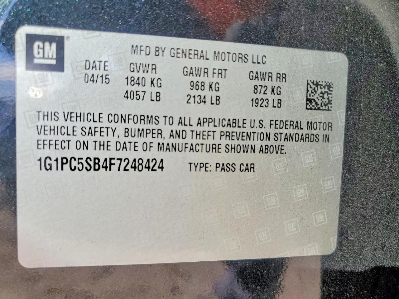 2015 CHEVROLET CRUZE LT photo 12