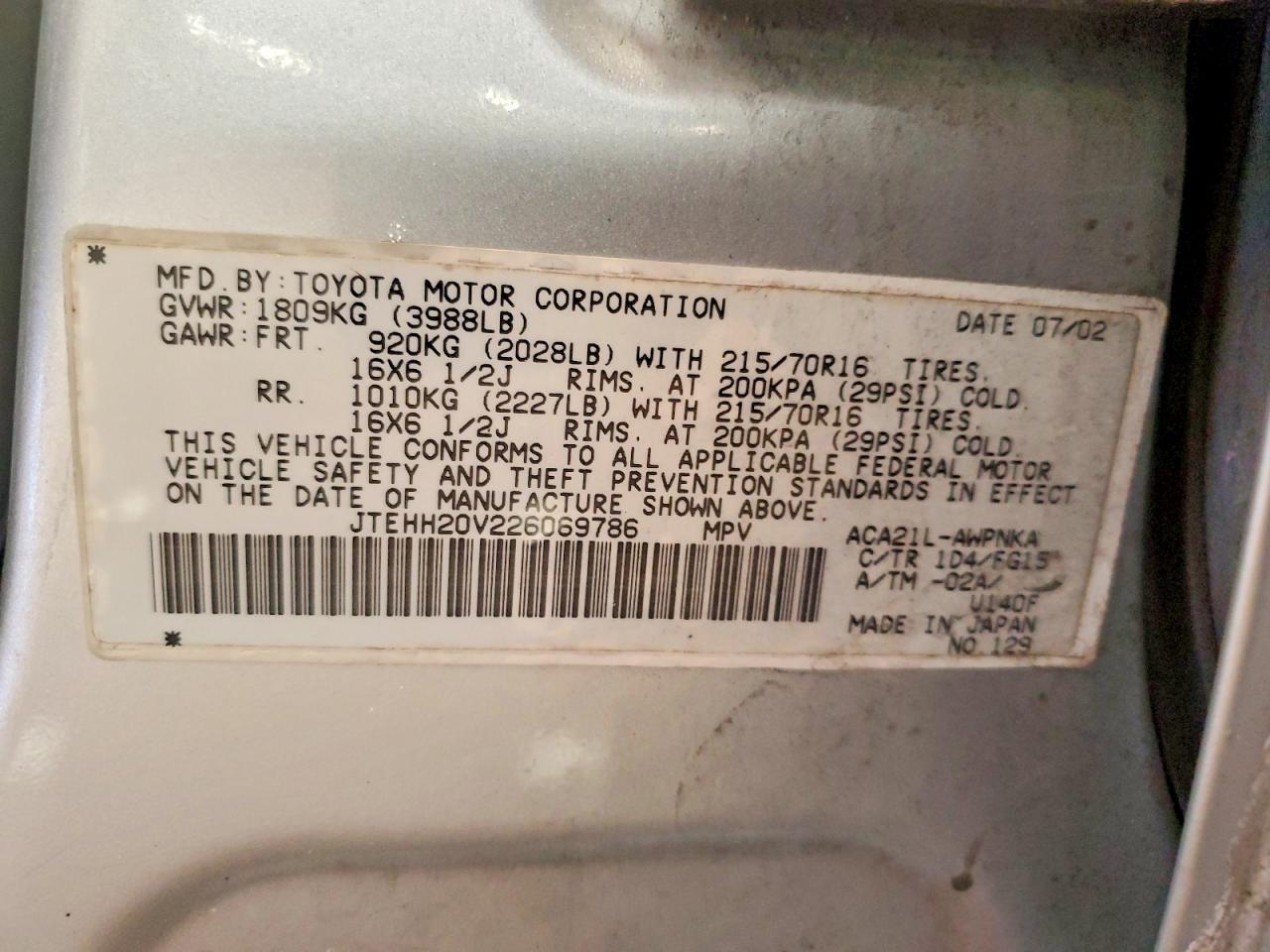 2002 TOYOTA RAV4 BASE photo 23
