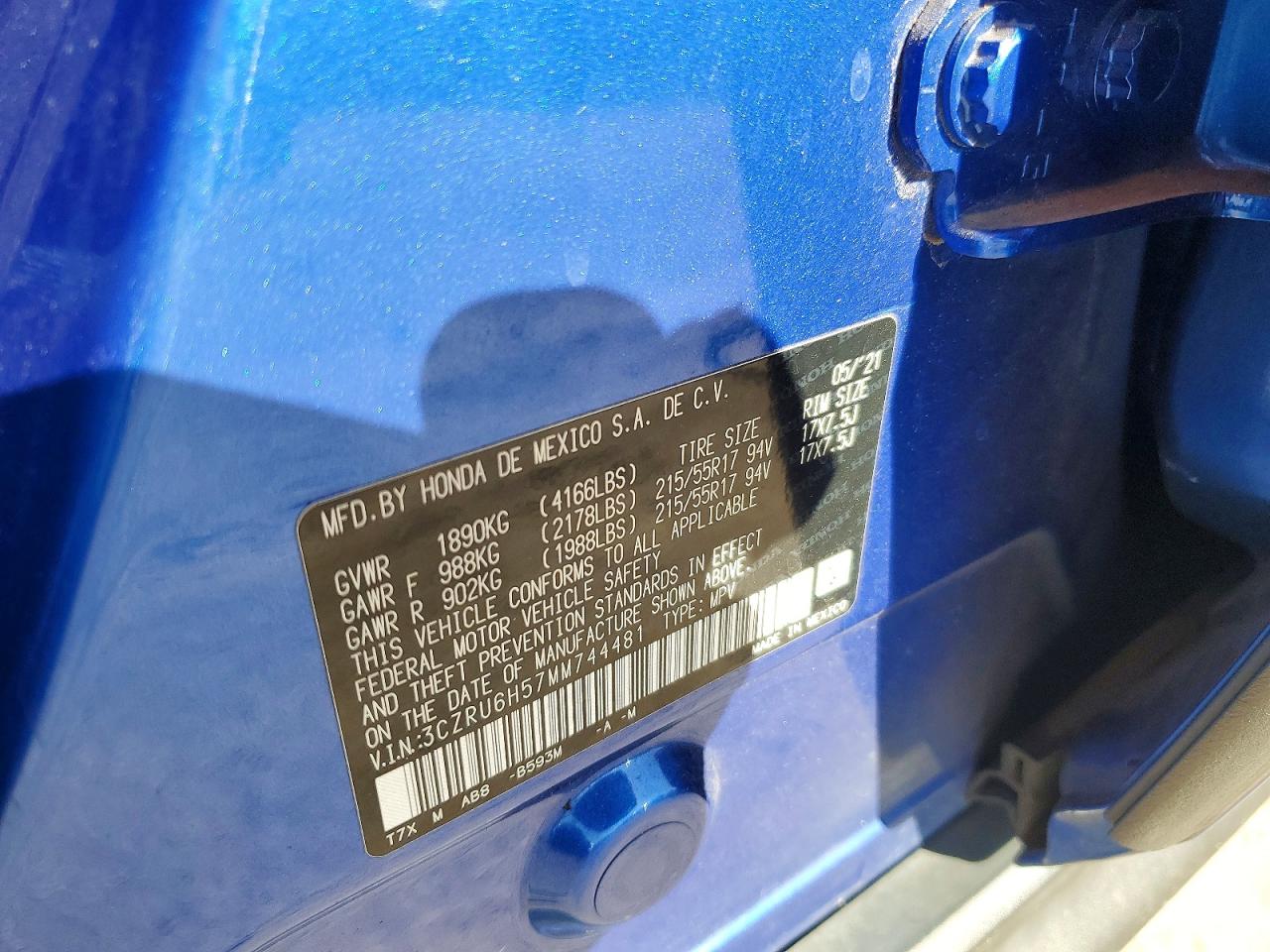 2021 HONDA HR-V EX photo 12