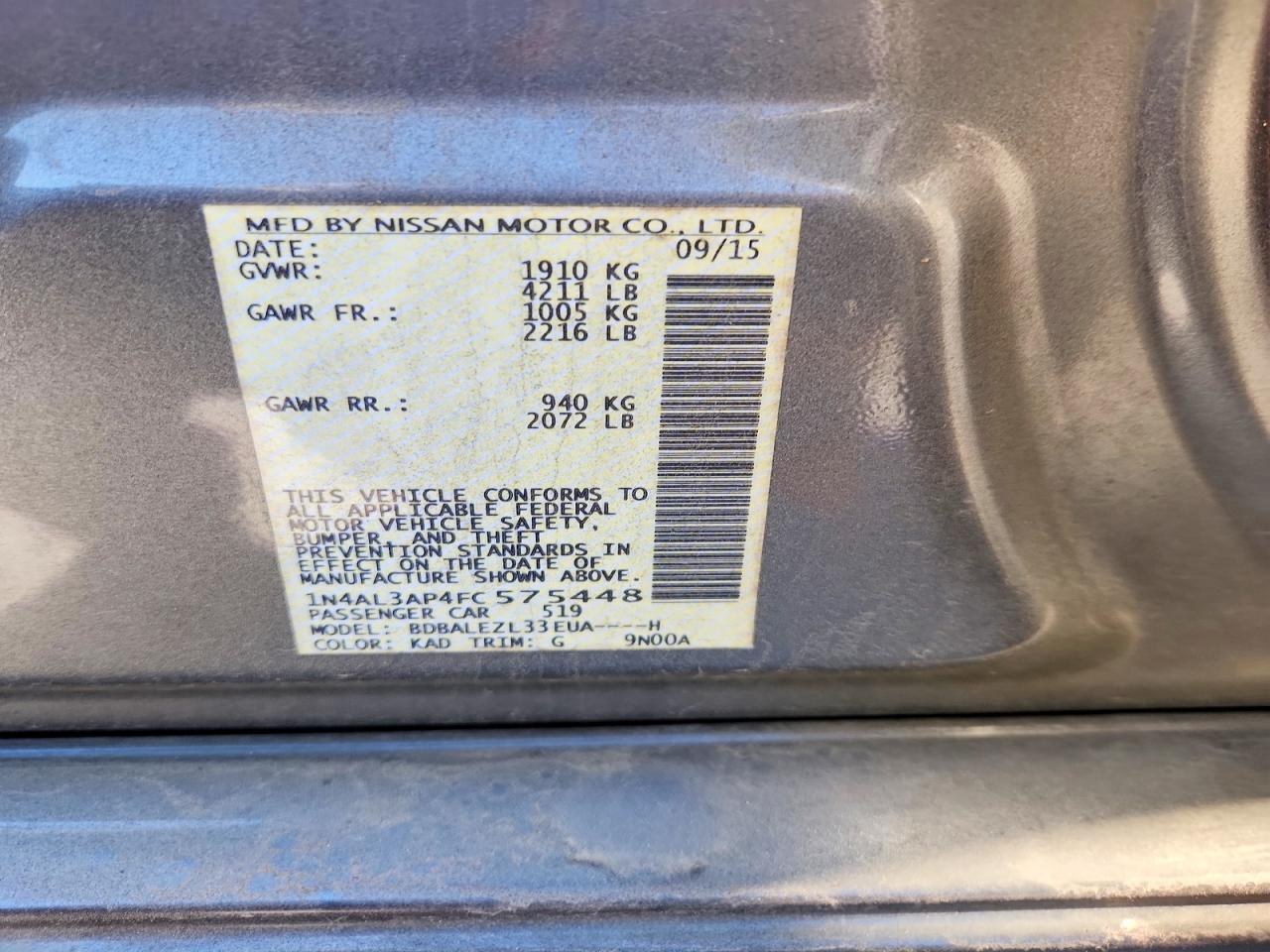 2015 NISSAN ALTIMA 2.5 photo 45