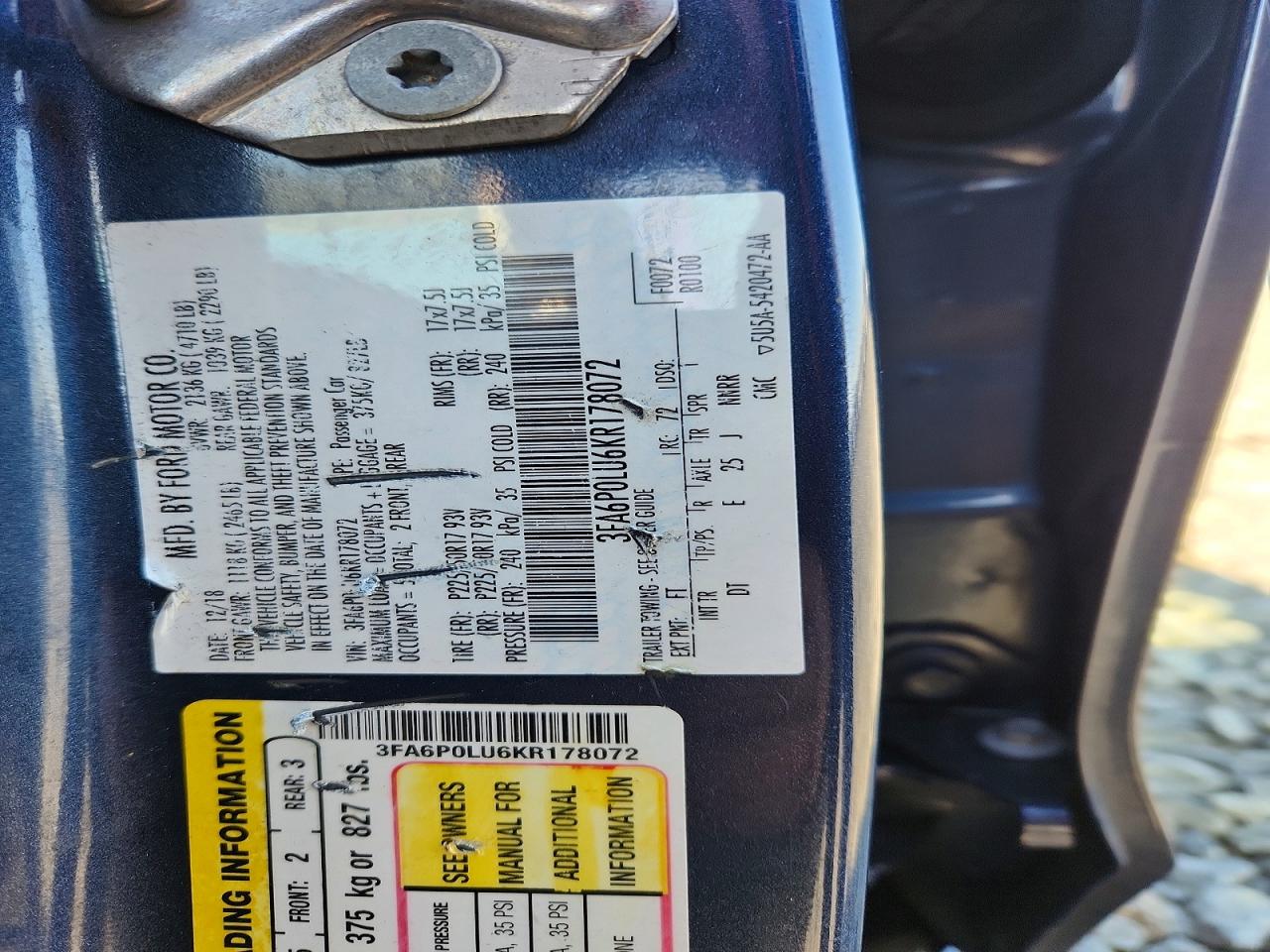 2019 FORD FUSION SE photo 23