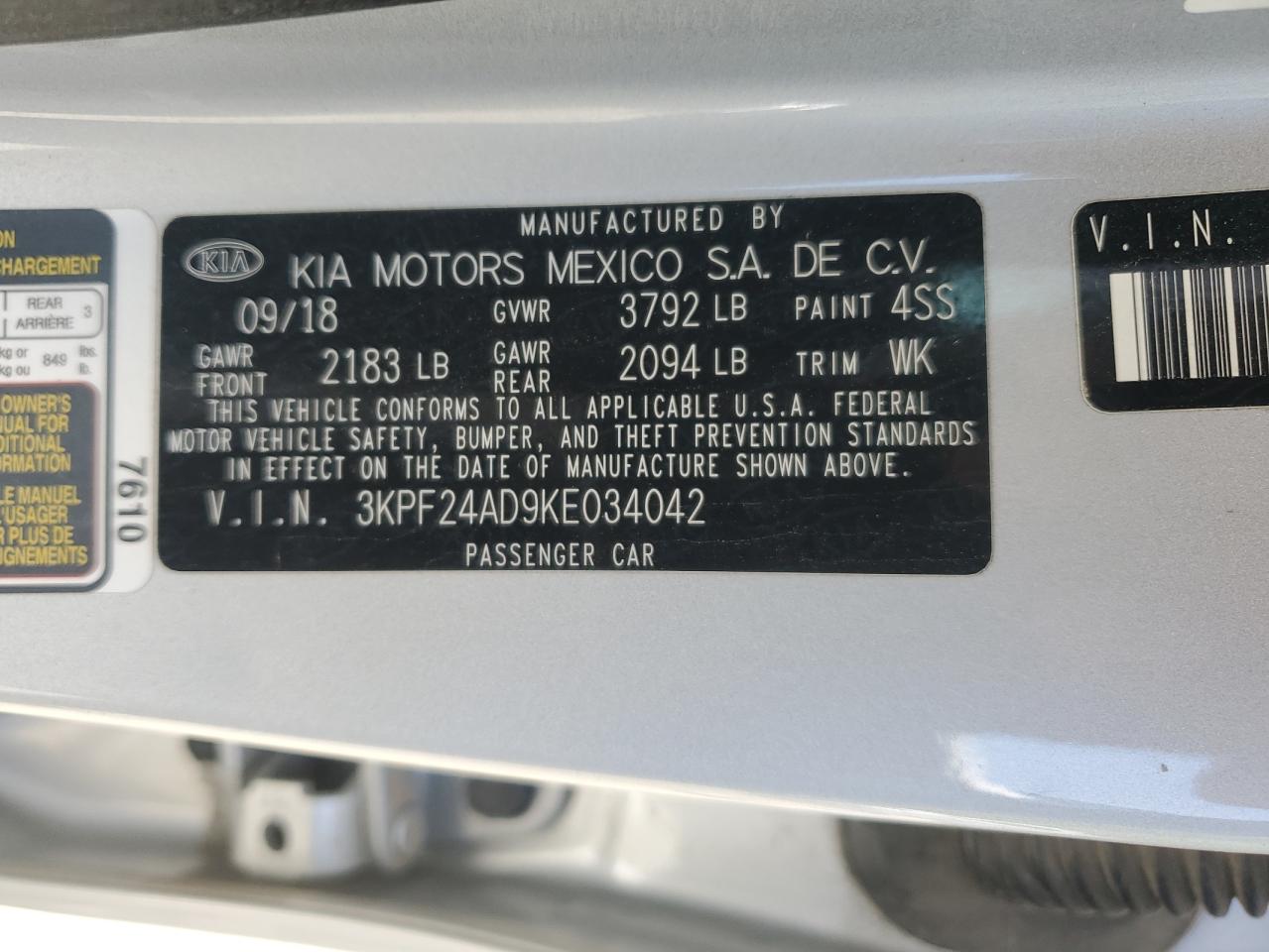 2019 KIA FORTE FE photo 25