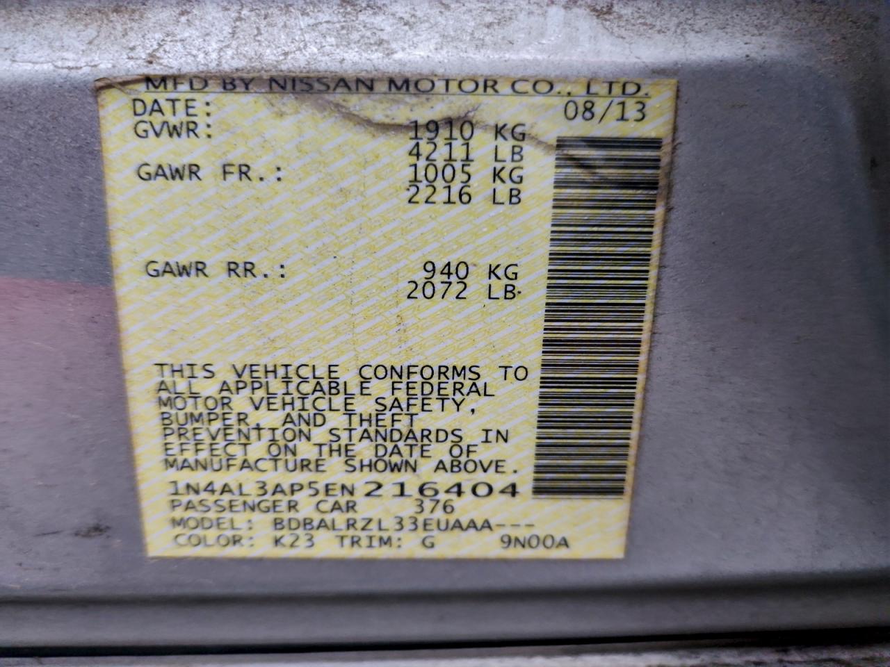 2014 NISSAN ALTIMA 2.5 photo 23