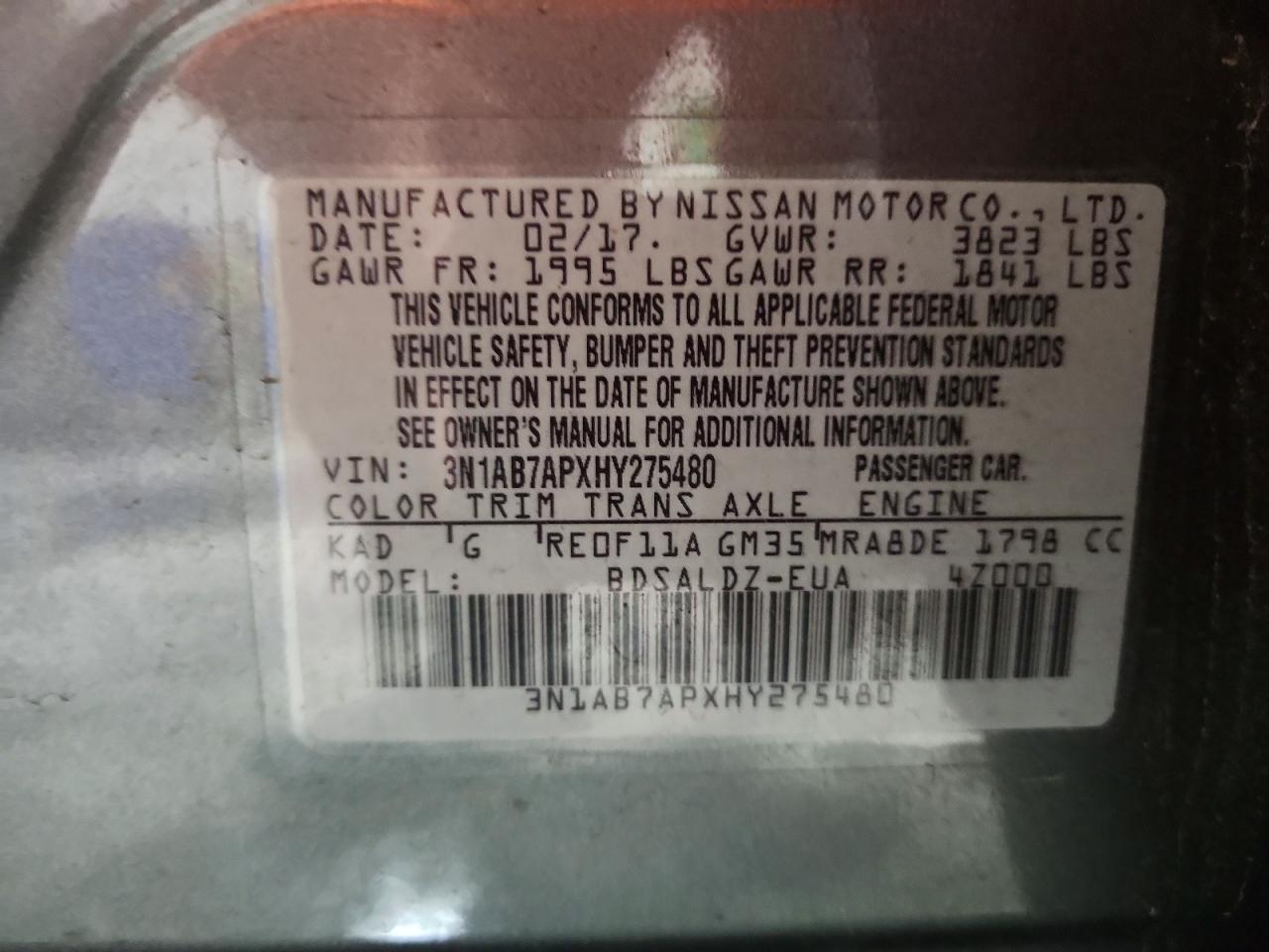 2017 NISSAN SENTRA S photo 12