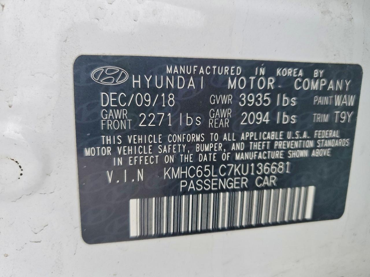 2019 HYUNDAI IONIQ BLUE photo 13