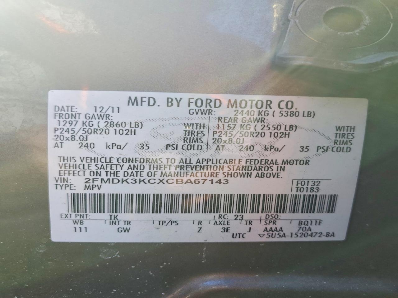 2012 FORD EDGE LIMITED photo 37