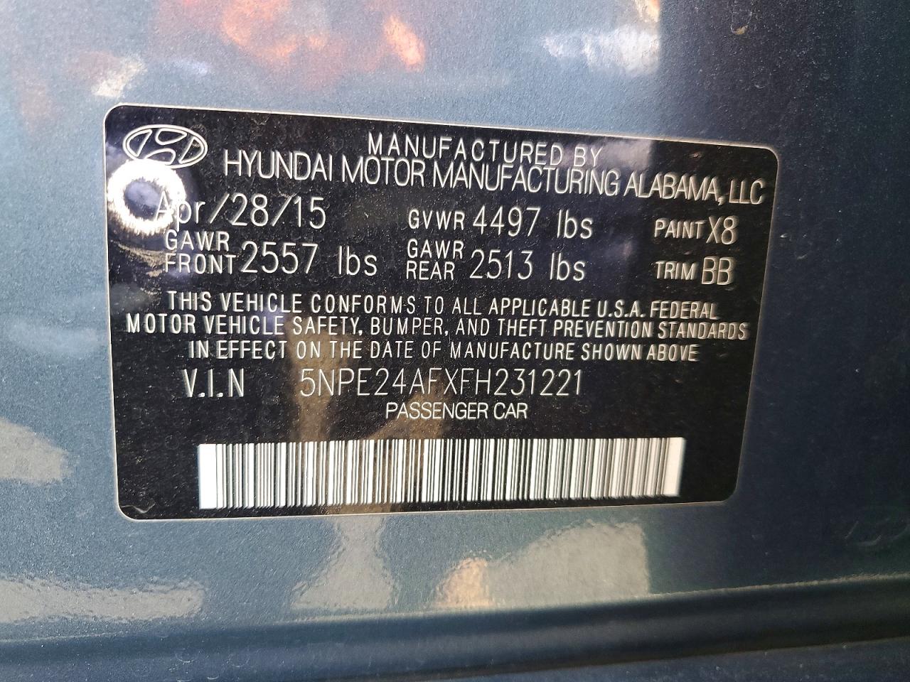 2015 HYUNDAI SONATA photo 12