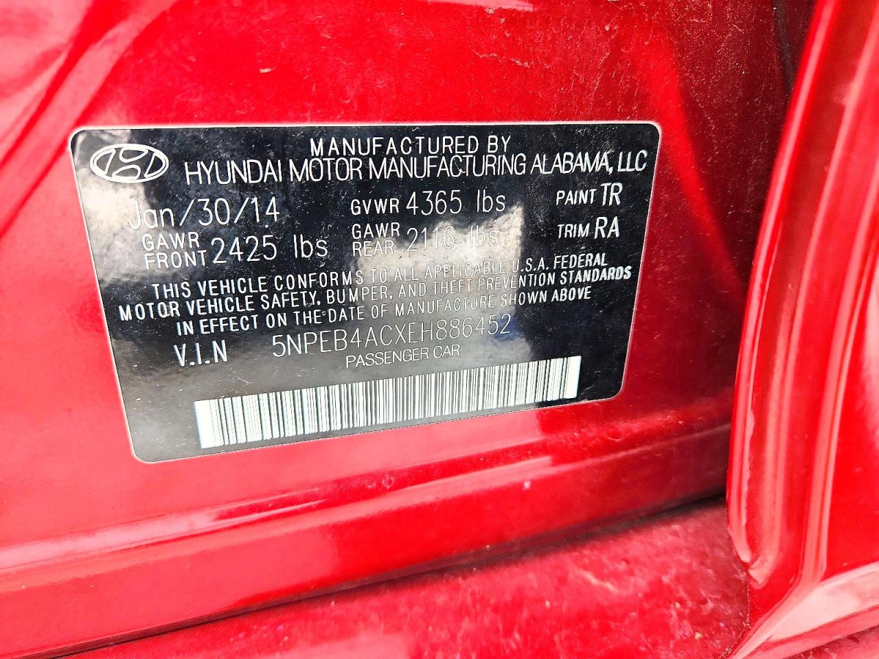 2014 HYUNDAI SONATA GLS photo 12