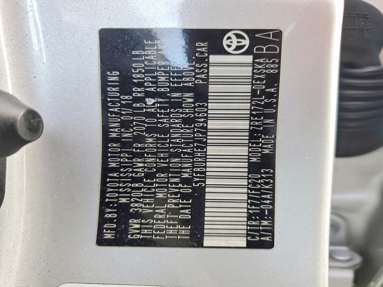 2018 TOYOTA COROLLA L photo 37
