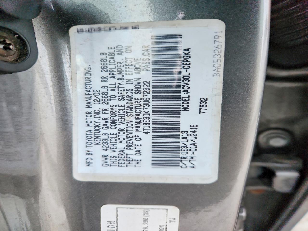 2003 TOYOTA CAMRY LE photo 23