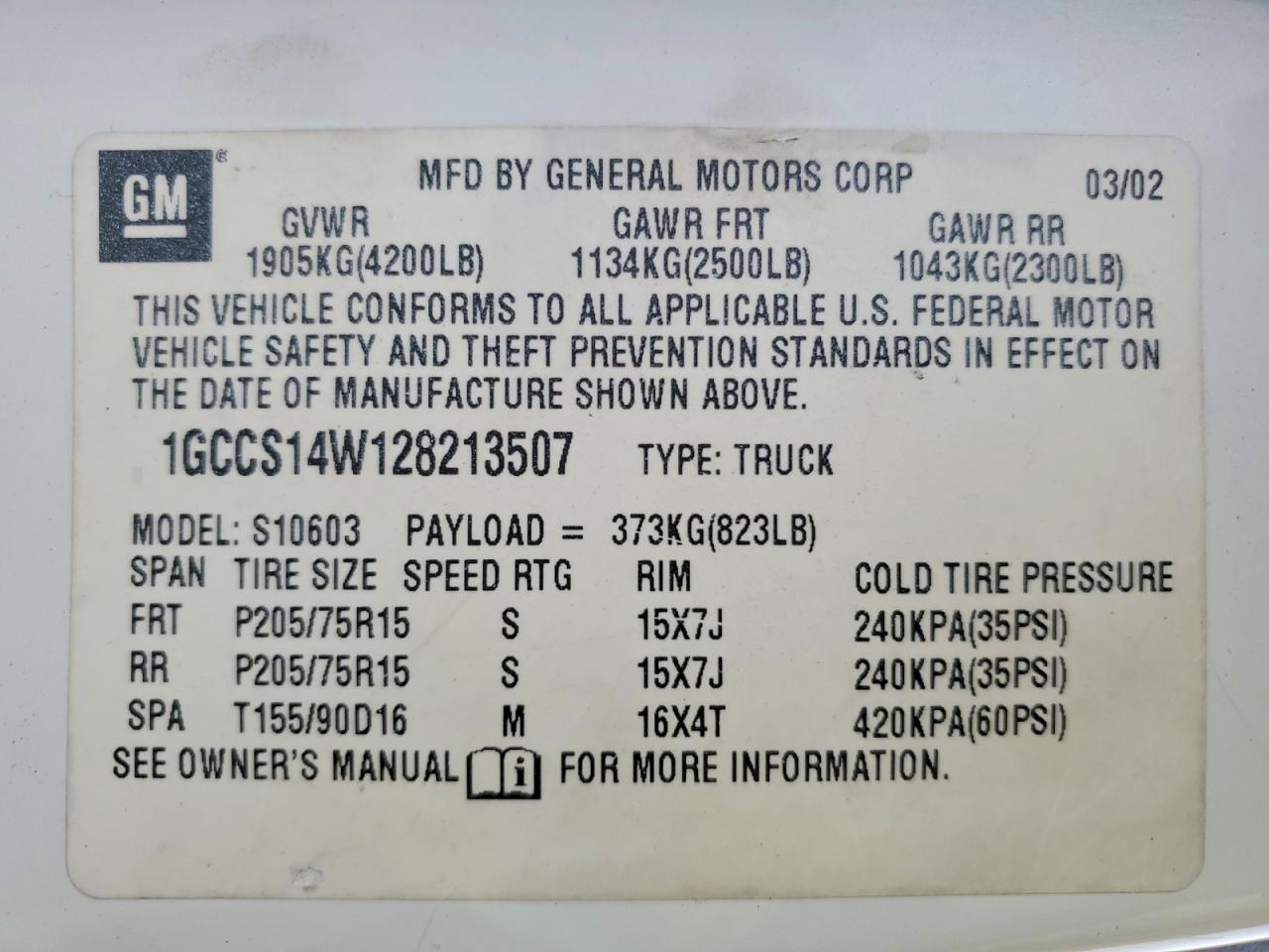 2002 CHEVROLET S TRUCK S10 photo 23