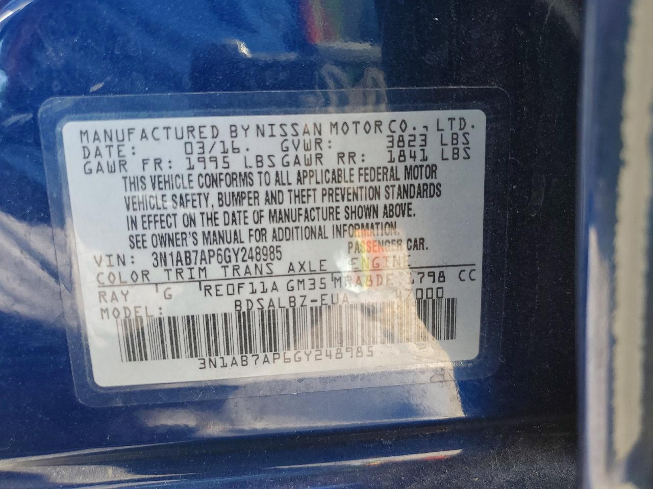 2016 NISSAN SENTRA S photo 12
