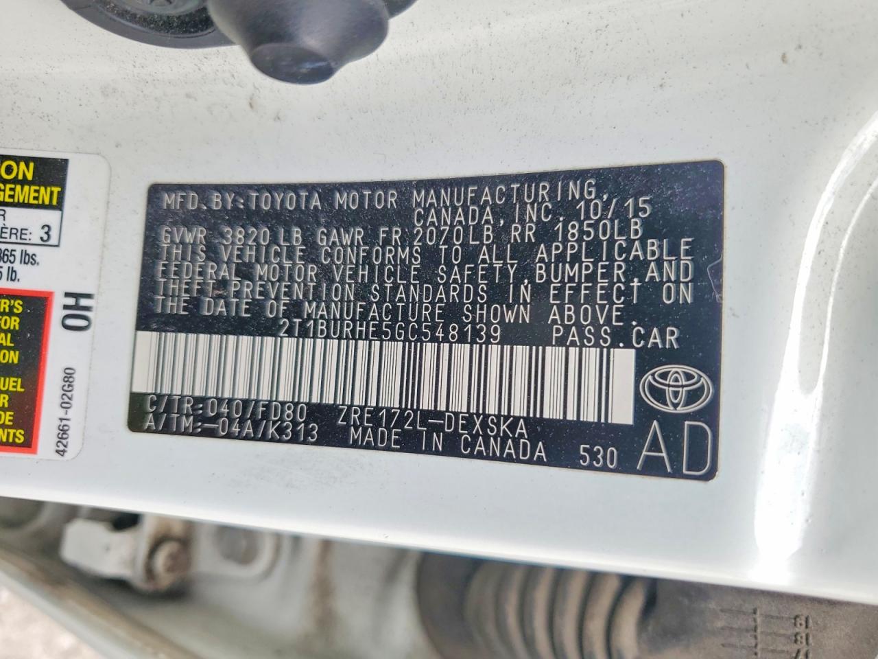2016 TOYOTA COROLLA S PLUS photo 12