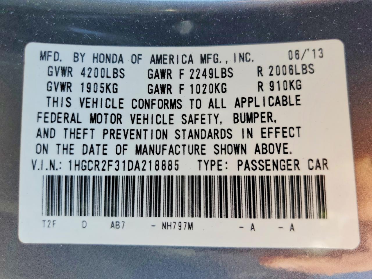 2013 HONDA ACCORD LX photo 23