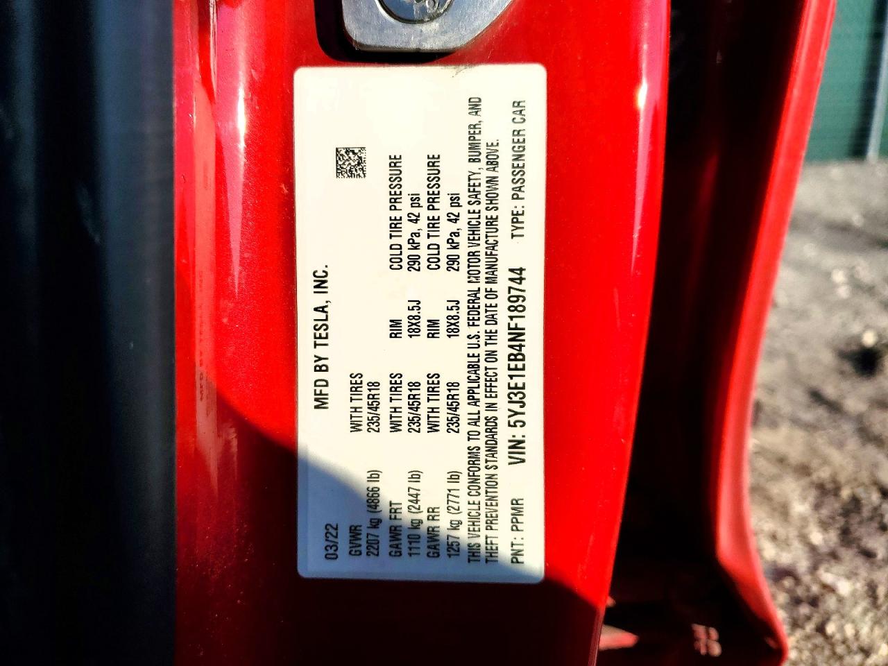 2022 TESLA MODEL 3 photo 23