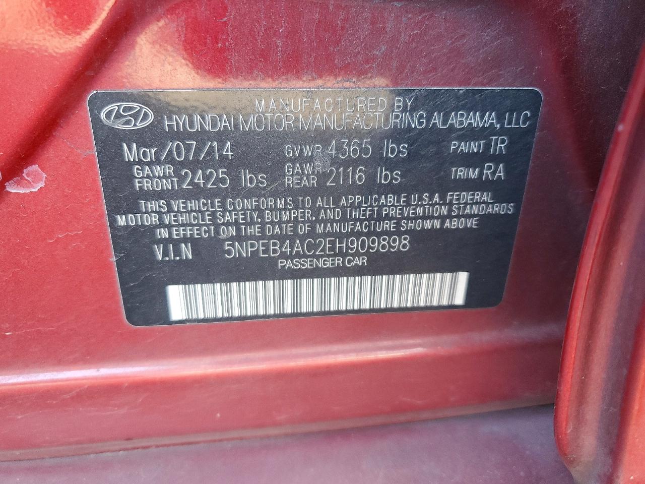 2014 HYUNDAI SONATA GLS photo 23