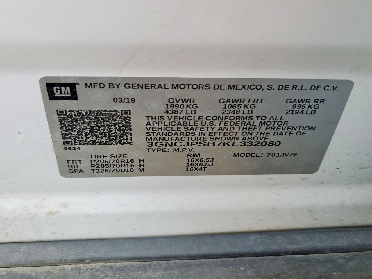 2019 CHEVROLET TRAX 1LT photo 12