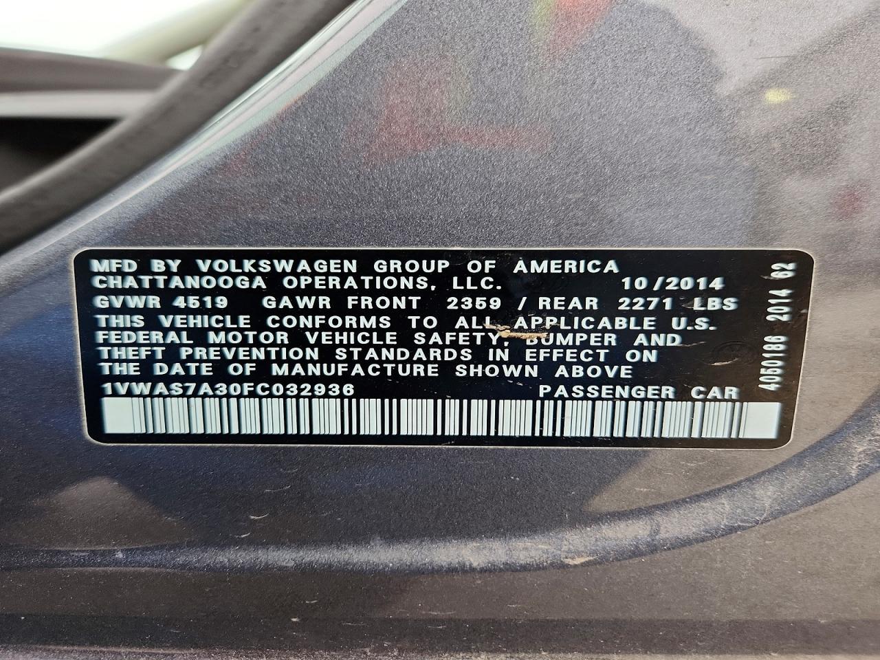2015 VOLKSWAGEN PASSAT S photo 23