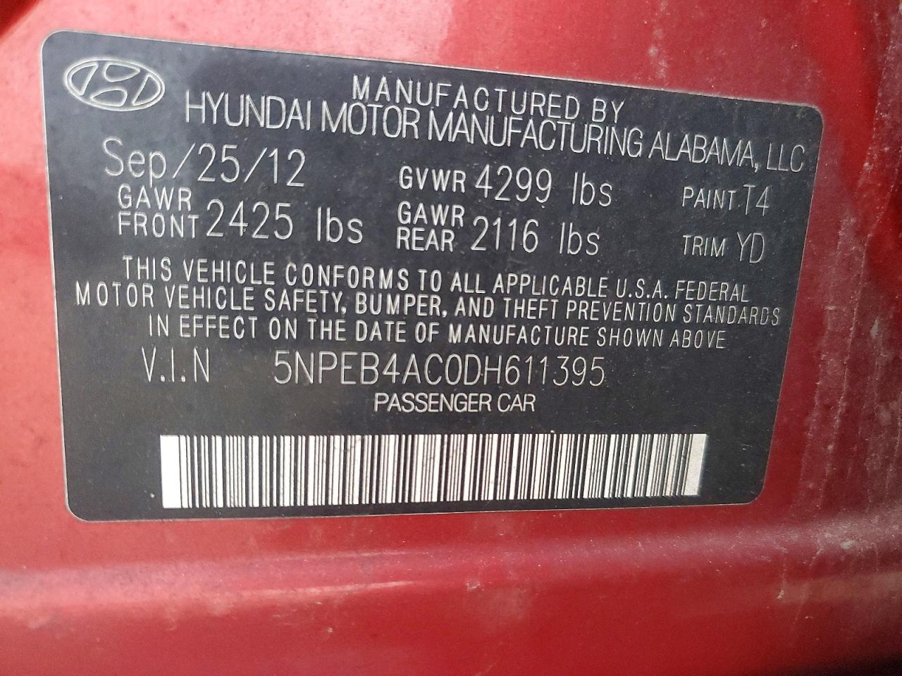 2013 HYUNDAI SONATA GLS photo 13