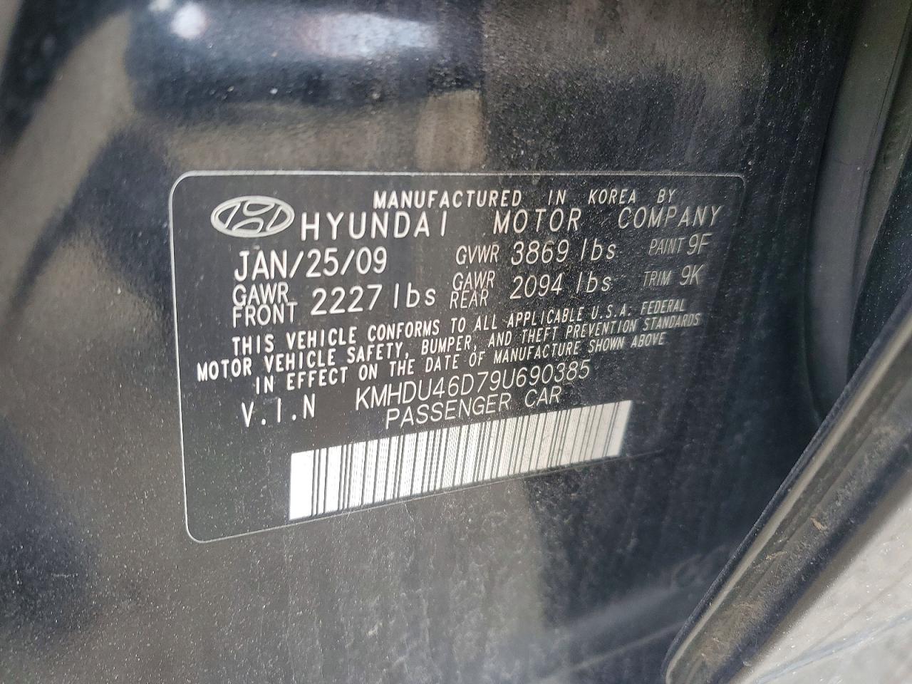 2009 HYUNDAI ELANTRA photo 12