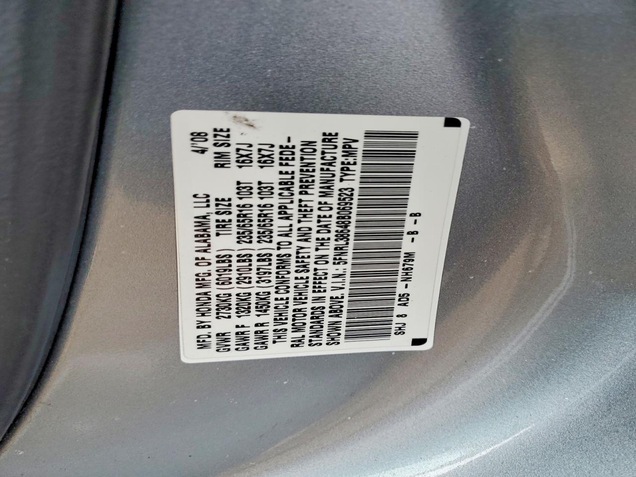 2008 HONDA ODYSSEY EXL photo 25