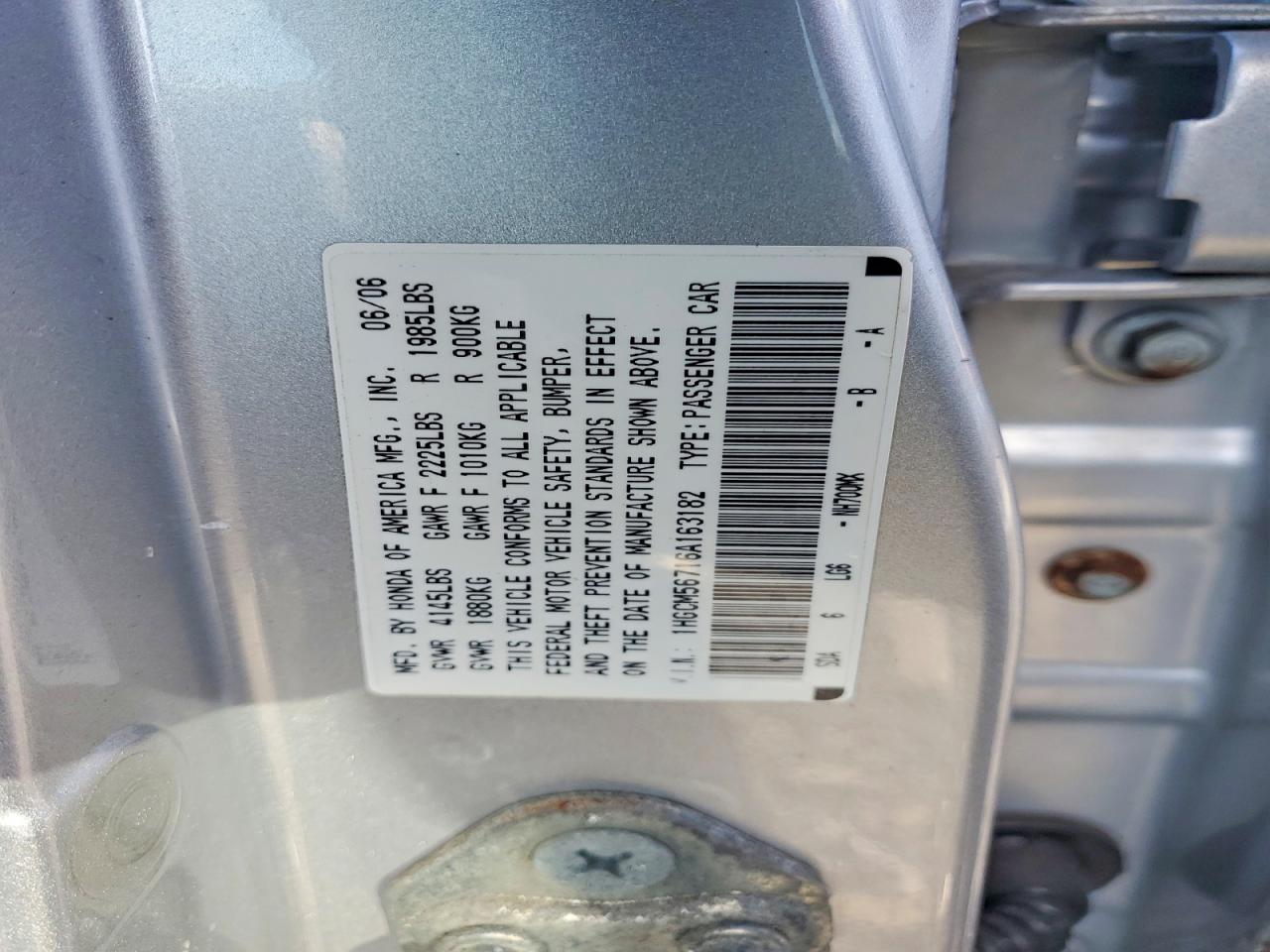 2006 HONDA ACCORD EX photo 12