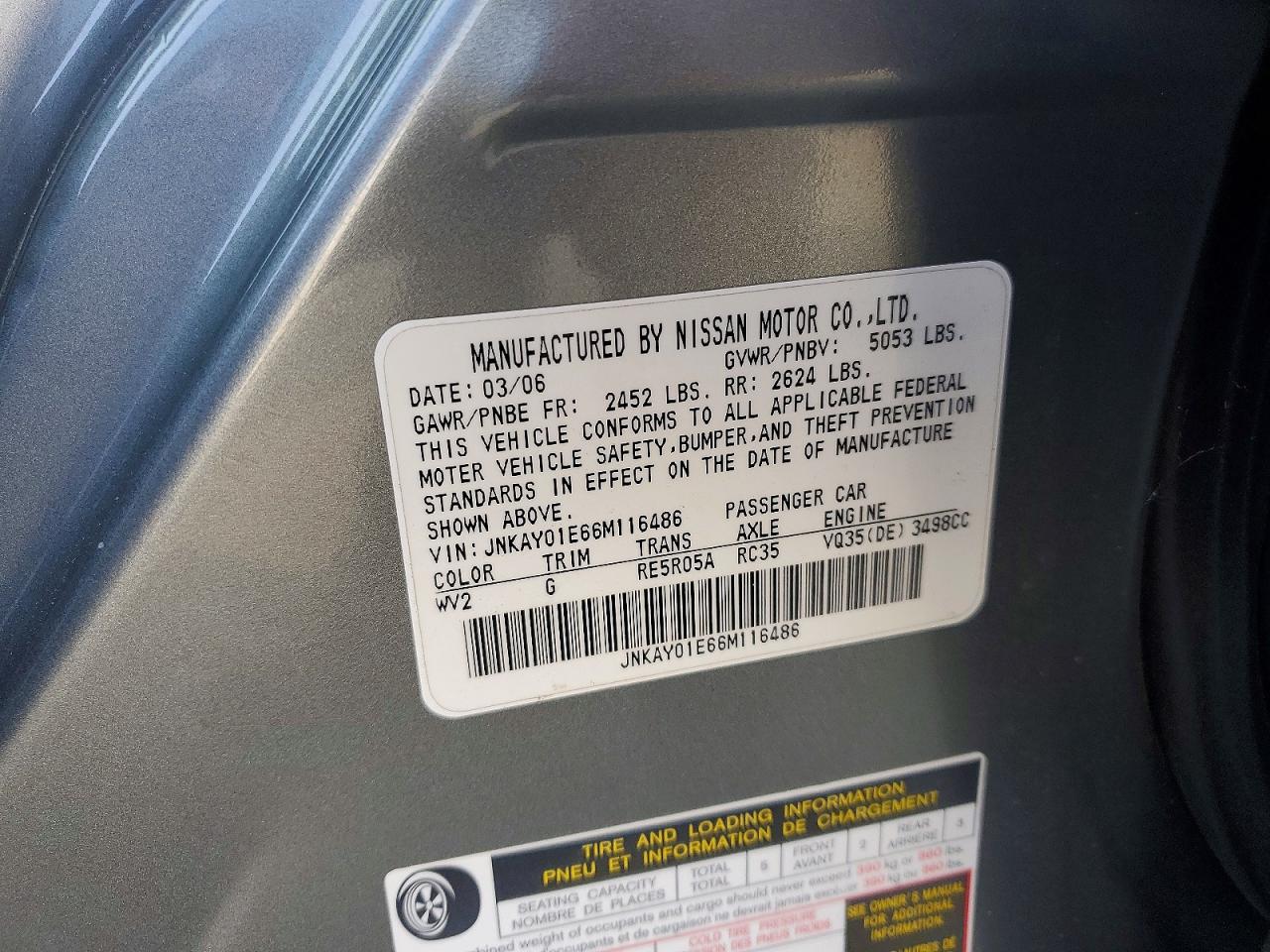 2006 INFINITI M35 BASE photo 12