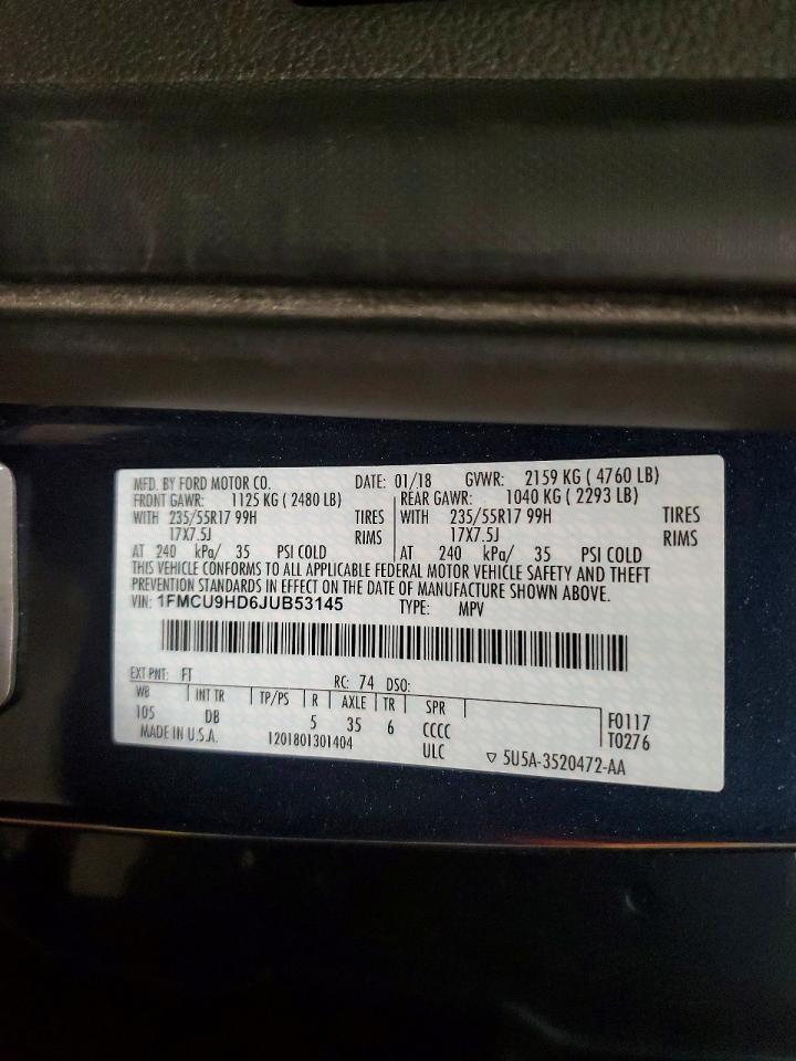 2018 FORD ESCAPE SEL photo 14