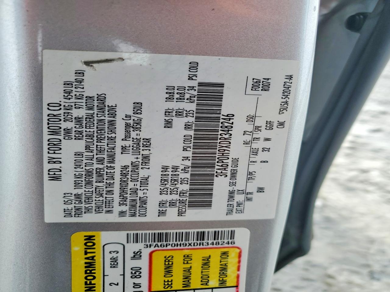 2013 FORD FUSION SE photo 12