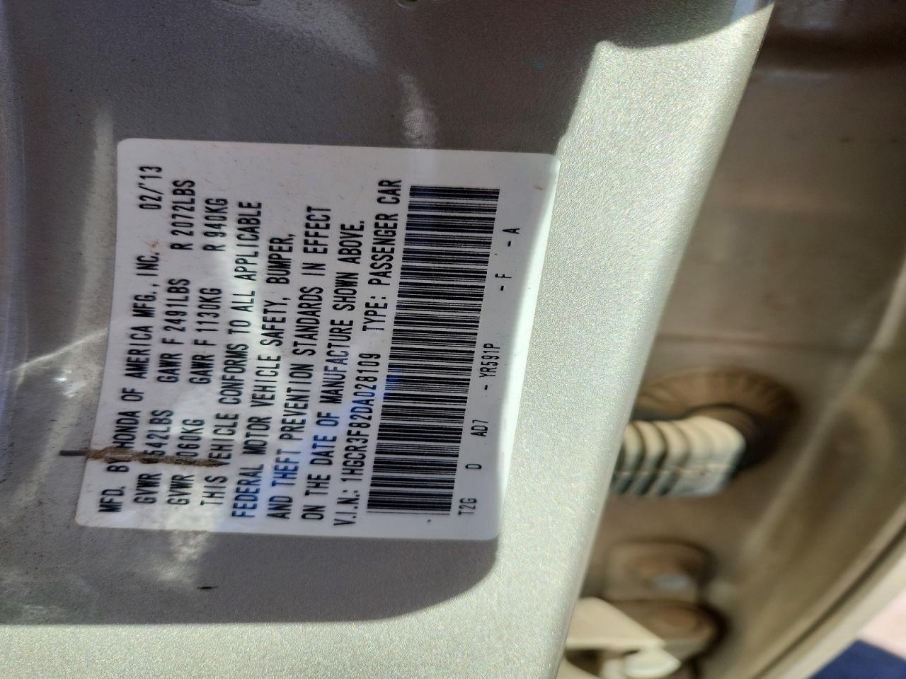 2013 HONDA ACCORD EXL photo 12