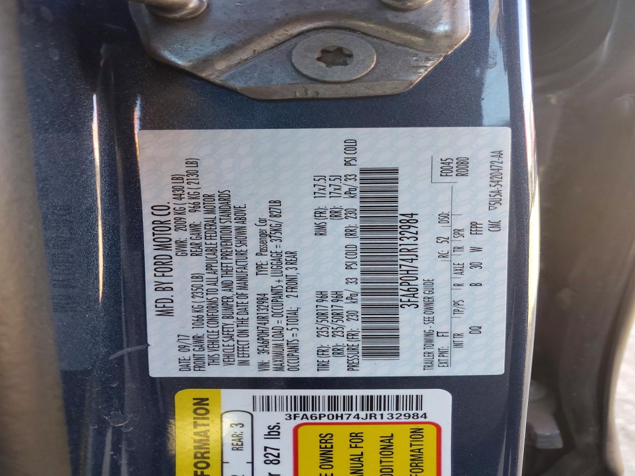2018 FORD FUSION SE photo 23