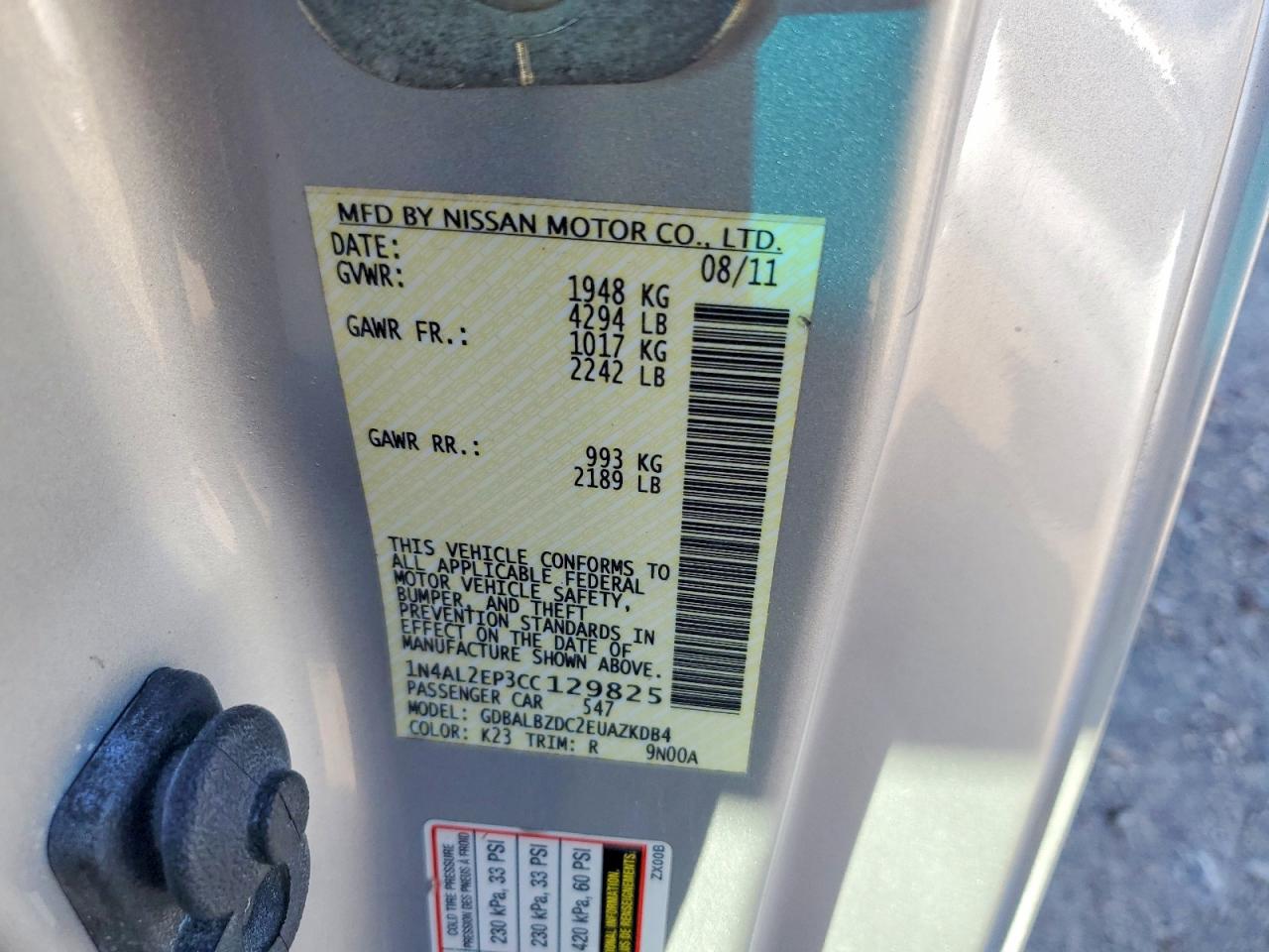 2012 NISSAN ALTIMA S photo 37