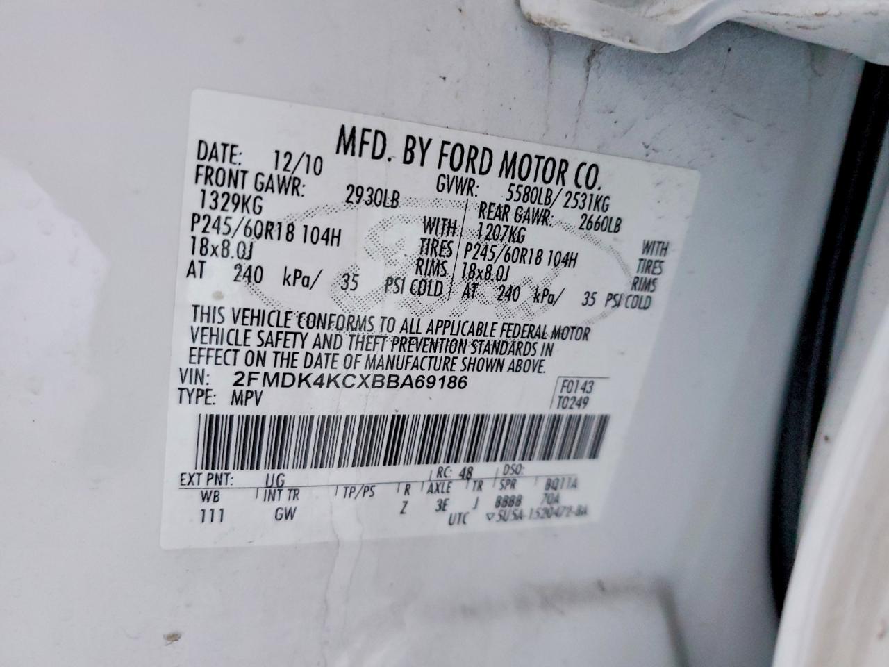 2011 FORD EDGE LIMITED photo 13