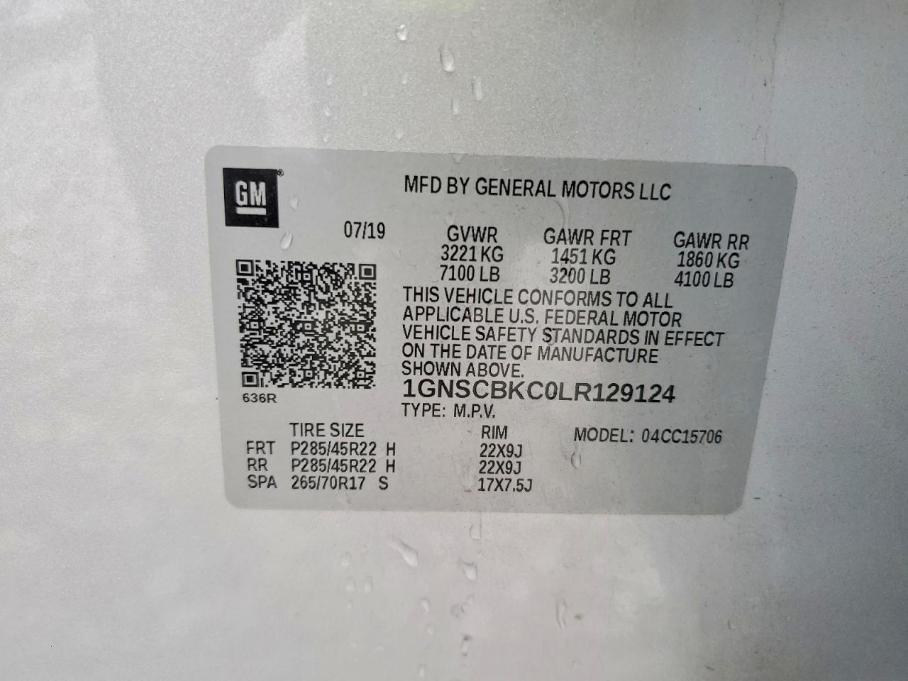 2020 CHEVROLET TAHOE C1500 LT photo 13