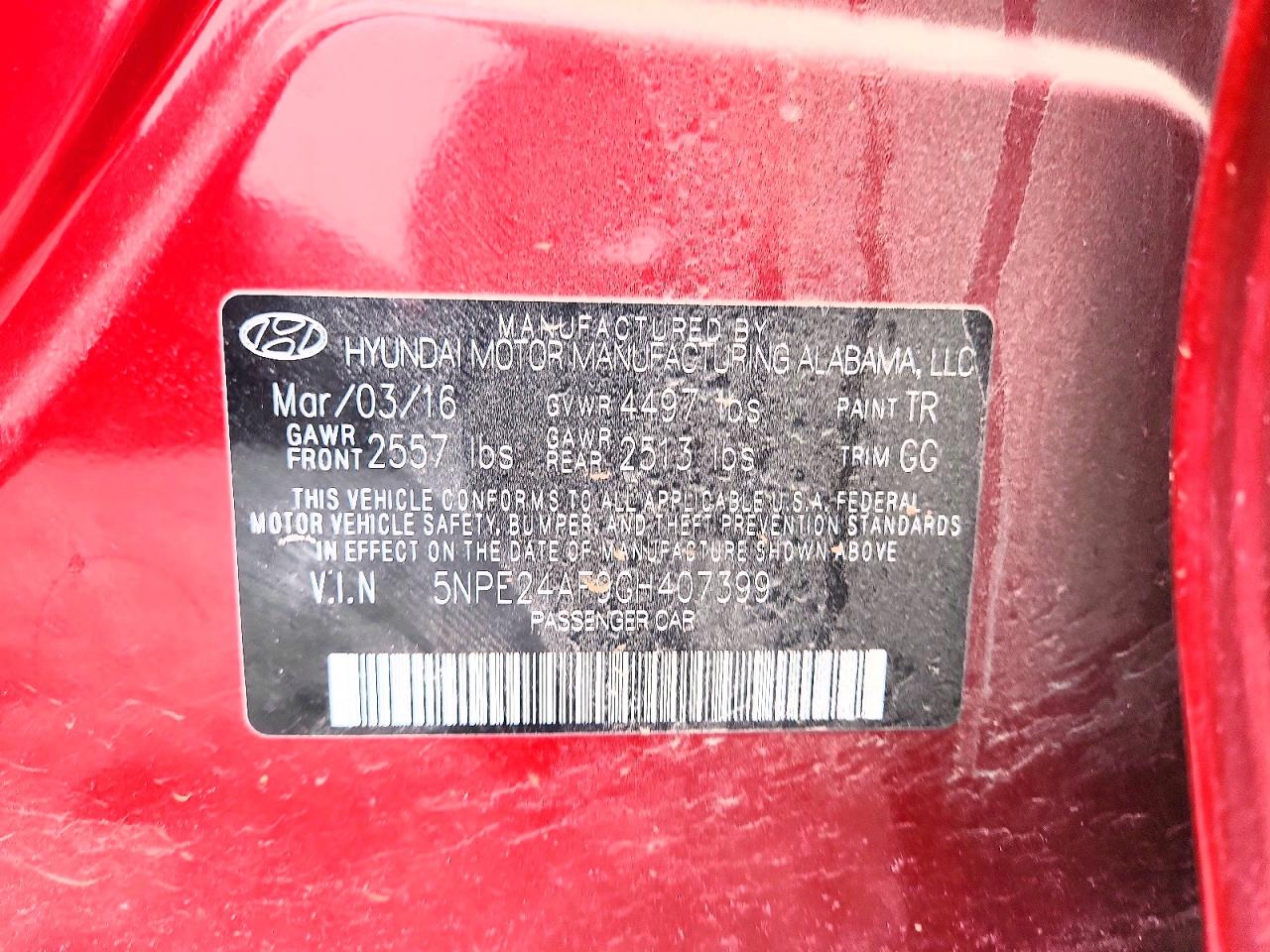 2016 HYUNDAI SONATA SE photo 12