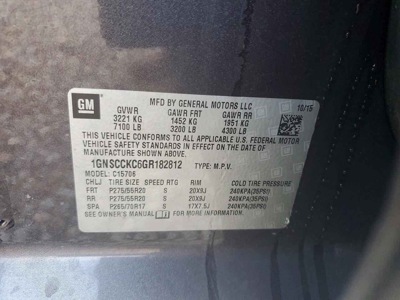 2016 CHEVROLET TAHOE C1500 LTZ photo 13