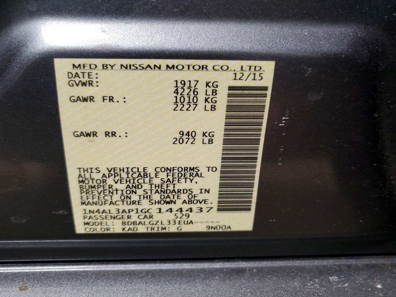 2016 NISSAN ALTIMA 2.5 photo 13